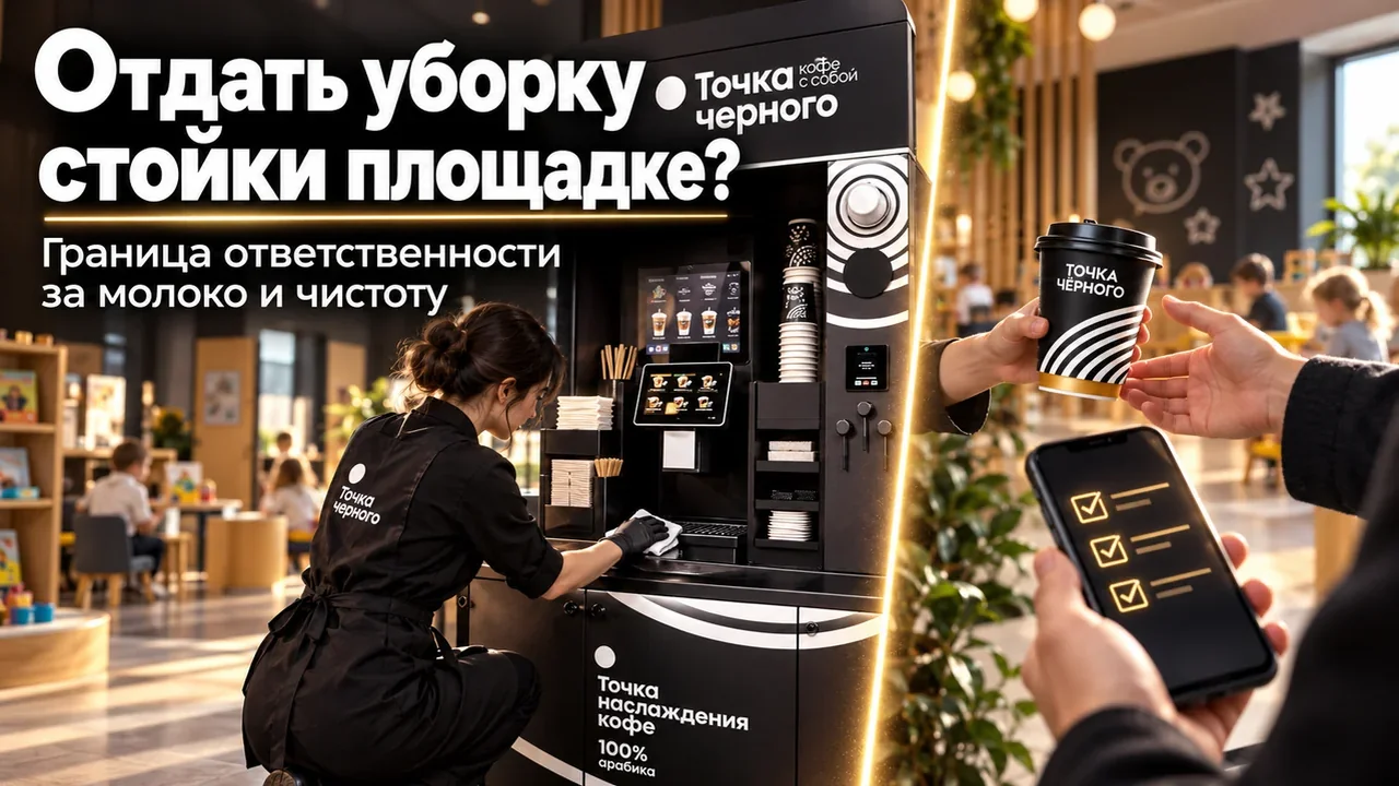 Партнёр и администратор площадки делят обязанности у кофейной стойки «Точка Чёрного»