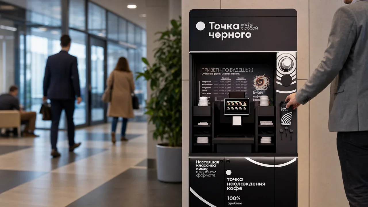 Кофейная стойка самообслуживания рядом с маршрутом посетителей