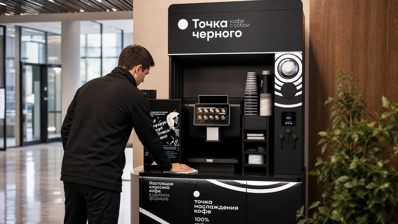 Партнёр обслуживает кофейную стойку самообслуживания