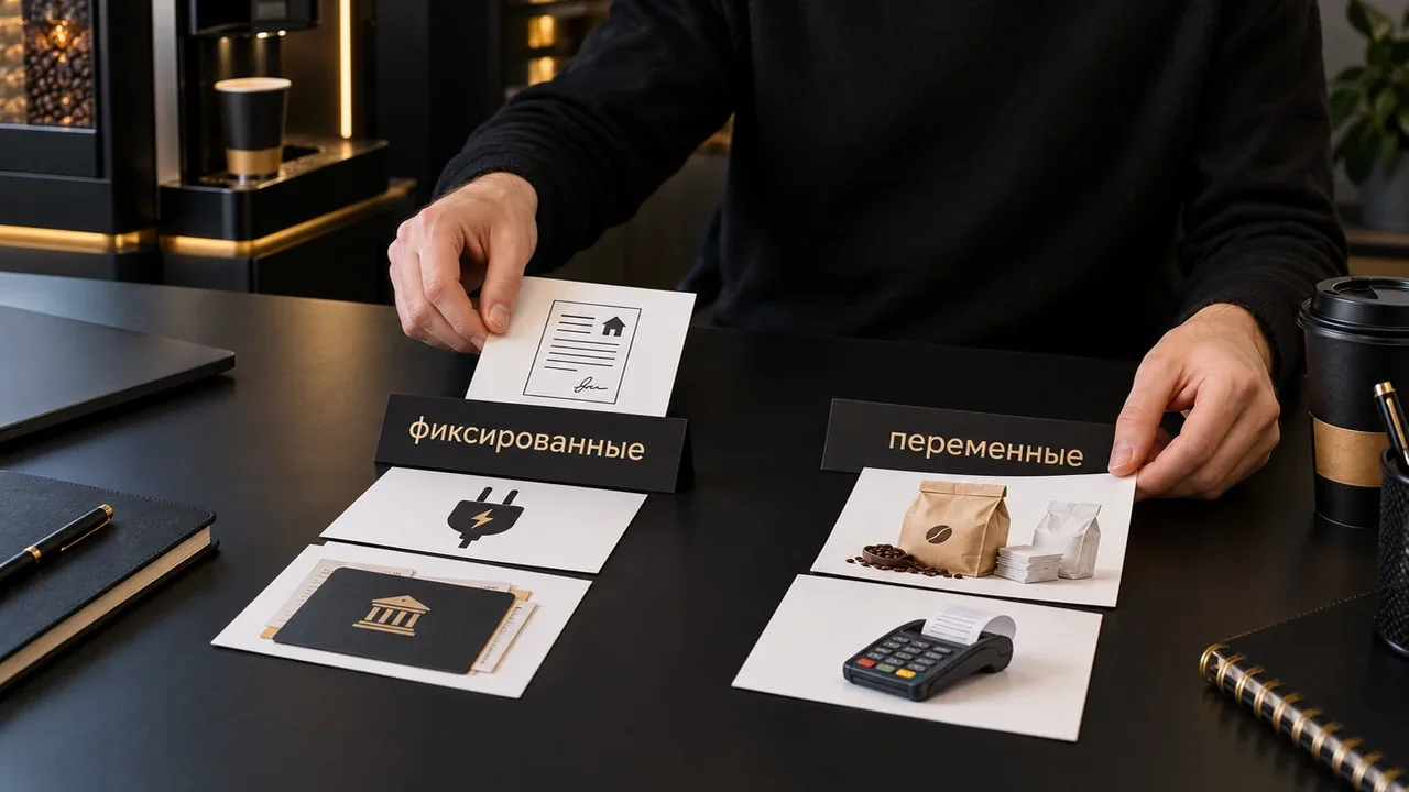 Партнёр сортирует ежемесячные платежи кофейной точки на фиксированные и переменные