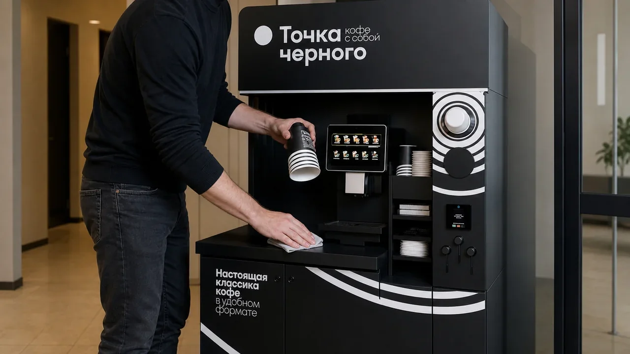 Партнёр обслуживает кофейную стойку самообслуживания