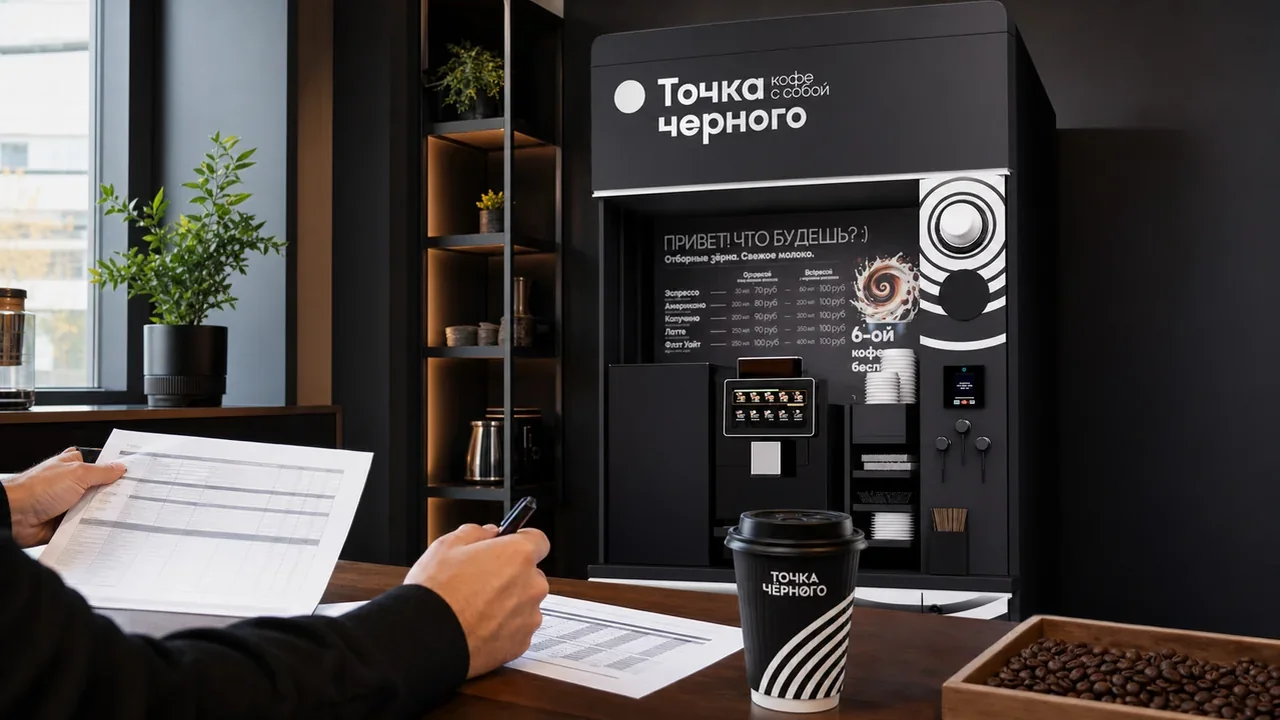 Партнёр разбирает финансовую модель кофейной точки самообслуживания