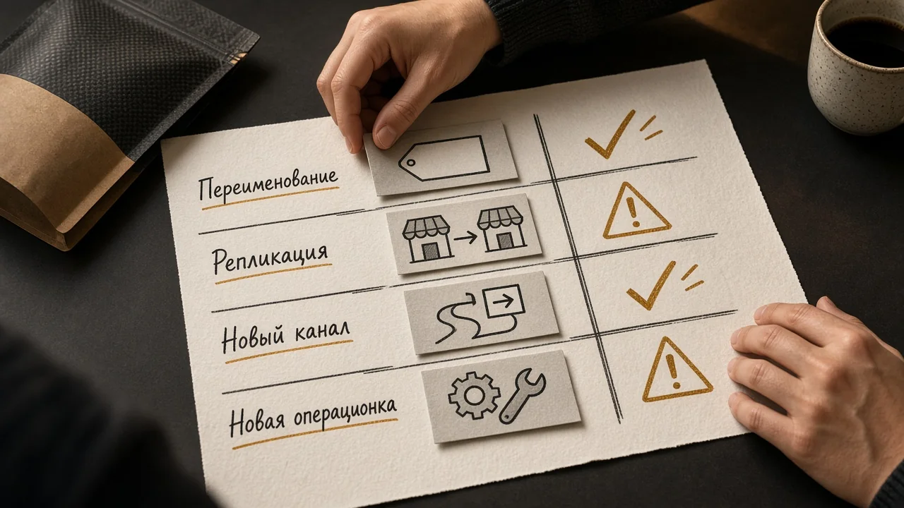 Рукописная таблица с четырьмя строками типов новизны